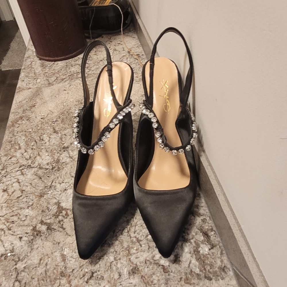 Very nice satin rhinestone heels
